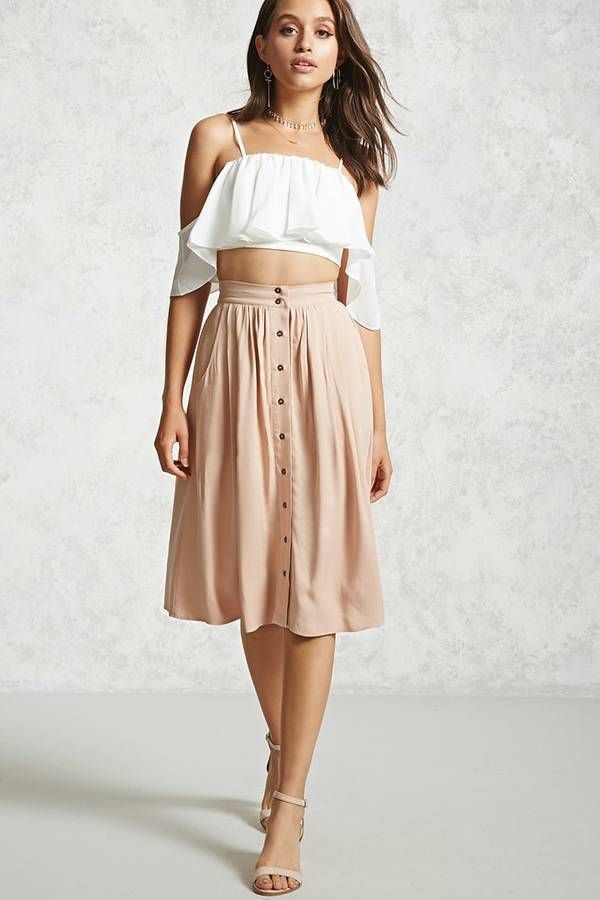 Button Front Skirt Outfits For
  Summer