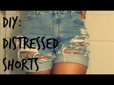 DIY Distressed Denim Shorts
  From Old Jeans